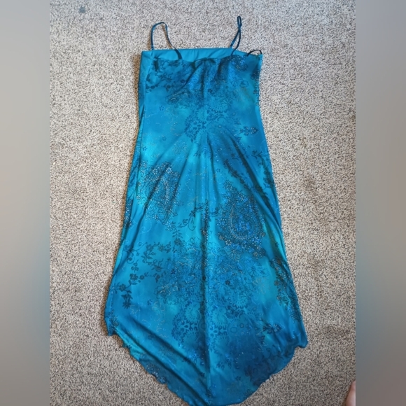 City Triangles Y2K Fairy Dress Juniors Large Asymmetric Blue Floral Whimsigoth - Picture 4 of 15